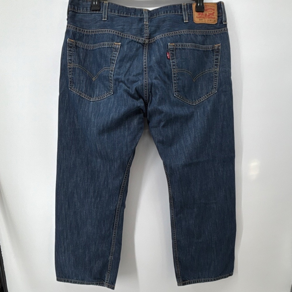 Levi's 569 Relaxed Fit Straight Leg Blue Denim Cotton Jeans Button Zip 38x30 - Picture 4 of 11
